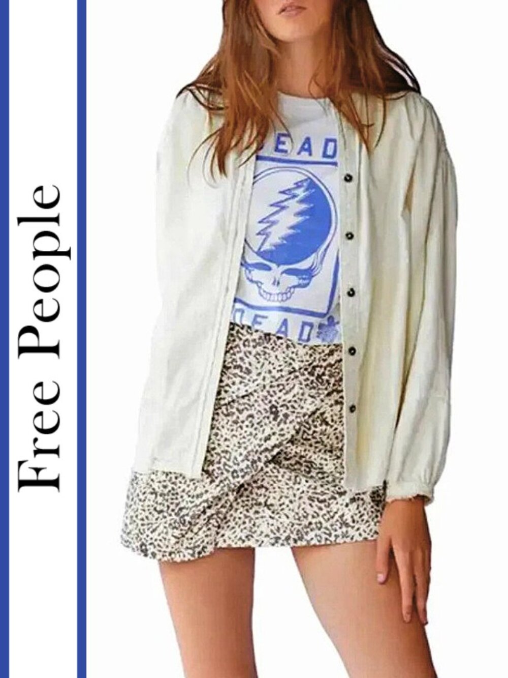 Free People | 'Fake Out' Faux Leather Animal Print Skirt